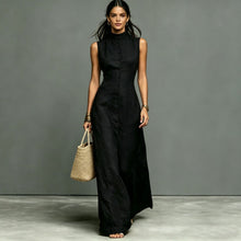 Load image into Gallery viewer, Women's Stand-Collar Single-Breasted Sleeveless Midi Dress