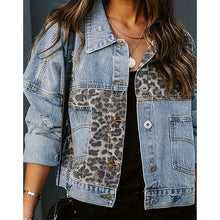 Load image into Gallery viewer, Women's Cropped Distressed Denim Jacket
