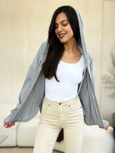 Load image into Gallery viewer, Culture Code Full Size Ribbed Zip Up Drawstring Hooded Jacket Women Trendy Jacket With Adjustable Hood For Women