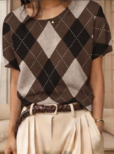 Load image into Gallery viewer, Women's Retro Short-Sleeve Jacquard Knit Top
