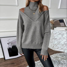 Load image into Gallery viewer, Women’s Elegant Off-Shoulder Turtleneck Sweater — Long Sleeve Knit Top