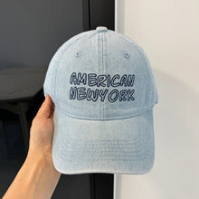 Load image into Gallery viewer, American Retro Washed Denim Peaked Cap — Korean Style Vintage Baseball Hat