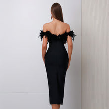 Load image into Gallery viewer, Off-neck Feather Women's Dress
