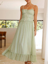 Load image into Gallery viewer, Vintage Ruffled Hem Midi Dress With Tied And Ruched Detail Elegant Feminine Girls Dress