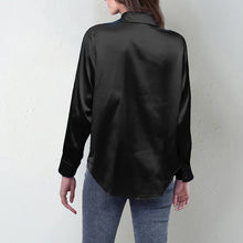 Load image into Gallery viewer, Women’s Satin Lapel Button-Down Blouse