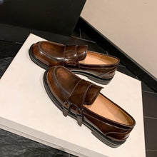 Load image into Gallery viewer, Women's Chunky Heel Buckle Loafer Shoes