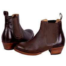 Load image into Gallery viewer, Women's Brown Leather Chelsea Boots | Elastic Pull-On Ankle Boots