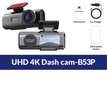 Load image into Gallery viewer, Acceo 4K Ultra HD Dash Cam Dual Lens With WiFi GPS Night Vision Parking Mode Built In