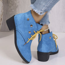 Load image into Gallery viewer, Women's Chunky Heel Pointed-Toe Lace-Up Ankle Boots