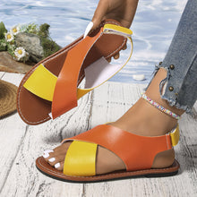 Load image into Gallery viewer, Women's Color-Block Cross-Strap Flat Sandals