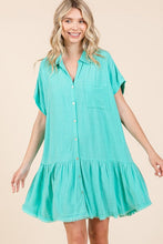 Load image into Gallery viewer, New Summer Linen Blend Button Down Shirt Mini Dress For Women – Fluttering, Casual, Timeless and Versatile Wardrobe Staple