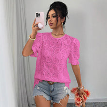 Load image into Gallery viewer, Women's Hollow-Out Lace Puff-Sleeve Shirt Top – Loose Fit