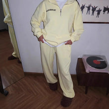 Load image into Gallery viewer, Women's Embroidered Half-Zip Sweatshirt & Jogger Pants Set