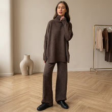 Load image into Gallery viewer, Women's Oversized High-Neck Sweater & Wide-Leg Knit Pants Set