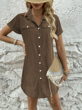 Load image into Gallery viewer, Women’s Retro Casual Corduroy Short Sleeve Shirt Dress