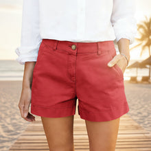 Load image into Gallery viewer, Women's High-Waisted Twill Cotton Bermuda Shorts