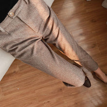 Load image into Gallery viewer, Women's Solid Color Wool-Like Tapered Trousers | Classic Ankle-Length Pants
