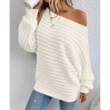 Load image into Gallery viewer, Off-Shoulder Batwing Sweater – Loose Knit Pull-Over for Fall