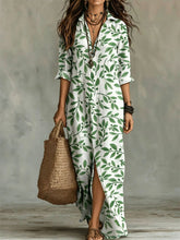 Load image into Gallery viewer, Digital Print Lapel Midi Shirt Dress – 5 Colors, S–3XL