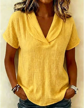 Load image into Gallery viewer, Women's Knitted Short-Sleeve Butterfly Collar Top
