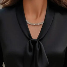 Load image into Gallery viewer, Elegant Satin Ribbon Blouse — Long Sleeve Button-Down Work Shirt