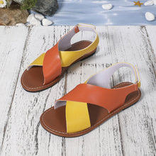 Load image into Gallery viewer, Women's Color-Block Cross-Strap Flat Sandals