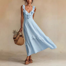 Load image into Gallery viewer, Sleeveless Ruffle Detail High-Waist Maxi Dress – 7 Colors, S–3XL