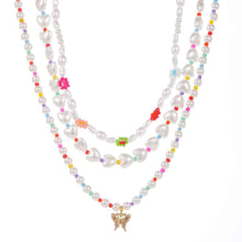 Load image into Gallery viewer, Gold-plated Pearl Necklace with Inlaid Pearls - Multi-row Women's Suit