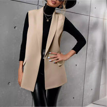 Load image into Gallery viewer, Women’s Mid-Length Suit Vest – Sleeveless Office Blazer