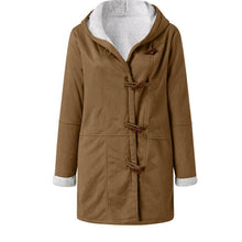 Load image into Gallery viewer, Sherpa-Lined Duffle Toggle Jacket with Hood — Warm Hooded Fleece Coat
