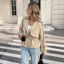 Load image into Gallery viewer, Women's Drawstring Waist Figure-Flattering Casual Coat – Khaki