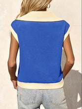 Load image into Gallery viewer, Fisoew Color‑Block Half‑Zip Polo Sweatshirt