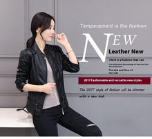 Load image into Gallery viewer, Korean-Style Slim Fit Motorcycle Leather Coat — Stand-Up Collar