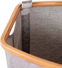 Load image into Gallery viewer, Eco-Friendly Bamboo & Canvas Laundry Hamper – Foldable, Slim Storage Basket with Lid for Bedroom, Bathroom & Dorm
