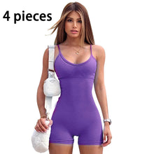 Load image into Gallery viewer, Spaghetti Strap Shorts Jumpsuit Sports Yoga Workout Tight Romper Women Fashion Fitness Sportwear