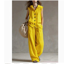 Load image into Gallery viewer, Sleeveless Hooded Top & Wide-Leg Pants Set | High-Waist Two-Piece