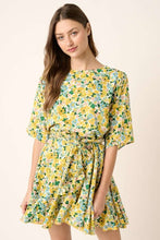 Load image into Gallery viewer, New Summer Floral Tie Waist Half Sleeve Mini Dress –Feminine and Chic Floral Dress with Flattering Tie Waist Detail