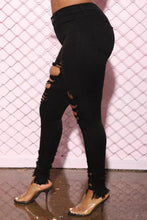 Load image into Gallery viewer, Denim Pencil Pants Slim Long Trousers Ripped Hole Stretch Feet Pants Female