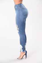 Load image into Gallery viewer, Denim Pencil Pants Slim Long Trousers Ripped Hole Stretch Feet Pants Female