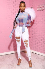 Load image into Gallery viewer, Denim Pencil Pants Slim Long Trousers Ripped Hole Stretch Feet Pants Female