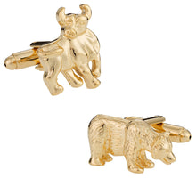 Load image into Gallery viewer, Gold Bull and Bear Finance Wall Street Cufflinks