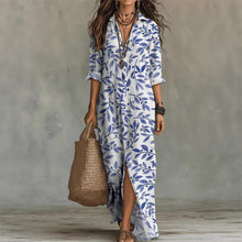 Load image into Gallery viewer, Digital Print Lapel Midi Shirt Dress – 5 Colors, S–3XL