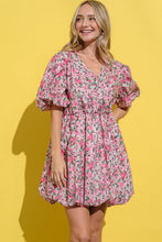 Load image into Gallery viewer, Full Size Floral Surplice Puff Sleeve Dress – Feminine Floral Dress, Surplice Neckline Dress, Puff Sleeve Dress, Elegant Floral Dress, Romantic Party Dress, Charming Floral Dress, Versatile Dress for Every Occasion