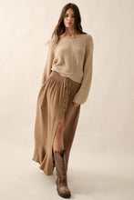 Load image into Gallery viewer, Solid Rib-Knit Dolman-Sleeve Sweater: Oatmeal