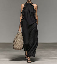 Load image into Gallery viewer, Halter Neck Ruffled Sleeveless Dress – Loose Fit Flowy Dress With Pockets