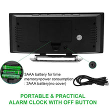 Load image into Gallery viewer, Digital Alarm Clock Desk Table Clock 3 Alarm Sounds Adjustable Volume Easy Digital Alarm Clock for Kids and Adults Compact Desk & Shelf Clocks for Bedroom Curved LED Screen Alarm Clocks For Kid Bedroom Temperature Snooze Function Home Decor Watch
