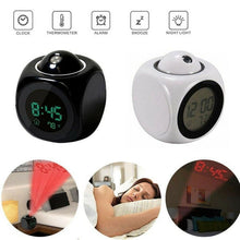 Load image into Gallery viewer, Digital Alarm Clock Projection Alarm Clock Wake Up Bedroom with Data and Temperature Display Talking Function LED Wall/Ceiling Projection Clock LCD Creative Projector Weather Temperature Desk Time Date Display Projection USB Charger Home Clock Timer