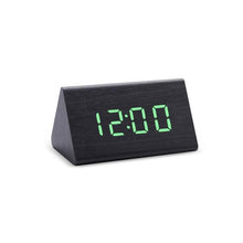 Load image into Gallery viewer, Digital Clock LED Wooden Alarm Clock Digital Alarm Clock with Wooden Electronic LED Time Display 3 Alarm Settings Humidity & Temperature Detect Wood Made Electric Clocks Table Sound Control Electronic Clocks Desktop USB/AAA Powered Home Table Decor