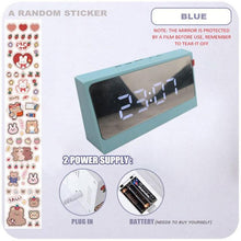 Load image into Gallery viewer, Digital Clock Table Clock Snooze Alarm Cute Silent Mirror Clock Student Desktop Mirror Surface LED Alarm Clock with USB Charger 12/24H Easy Snooze Function Adjustable Brightness Alarm Clocks for Bedroom LED Clock Electronic Clock for Children