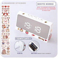 Load image into Gallery viewer, Digital Clock Table Clock Snooze Alarm Cute Silent Mirror Clock Student Desktop Mirror Surface LED Alarm Clock with USB Charger 12/24H Easy Snooze Function Adjustable Brightness Alarm Clocks for Bedroom LED Clock Electronic Clock for Children